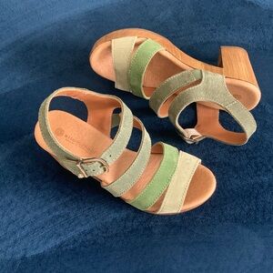 Eric Michael Olive and Beige Strappy Sandals